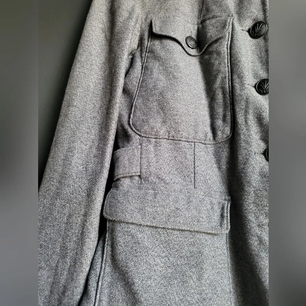 Vintage Rag & Bone Gray Black Utility Military Jacket Sz 8 Cotton